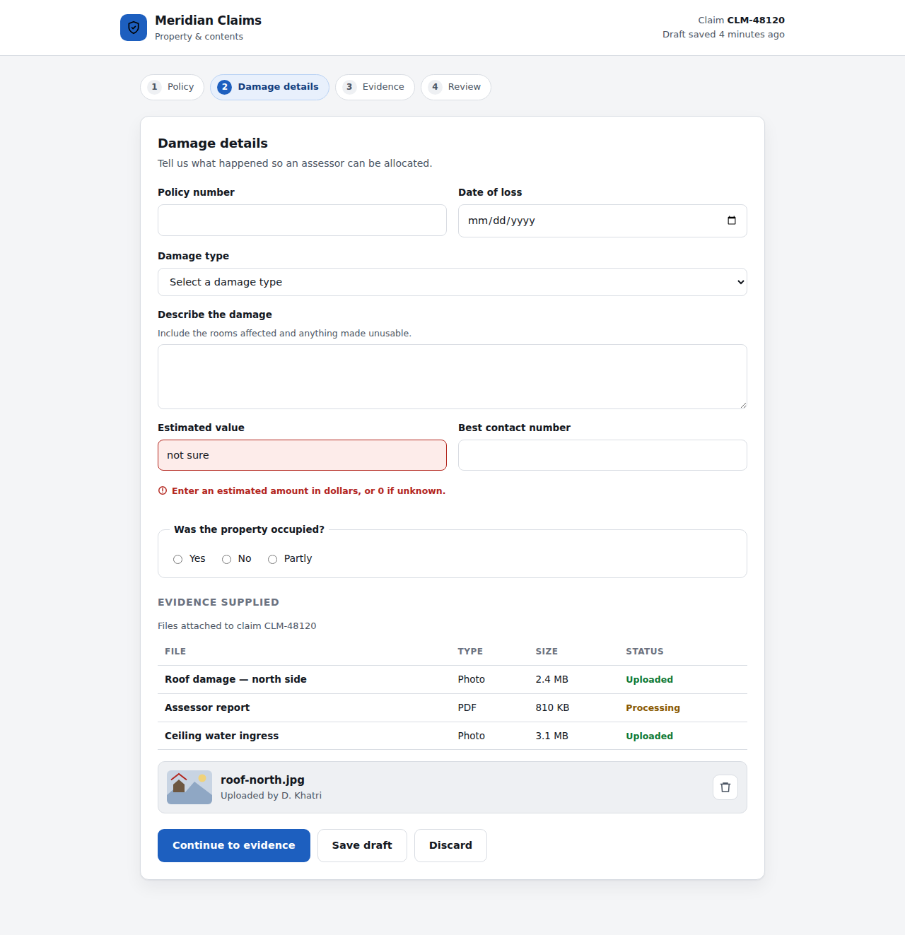 Remediated claim form with no violations