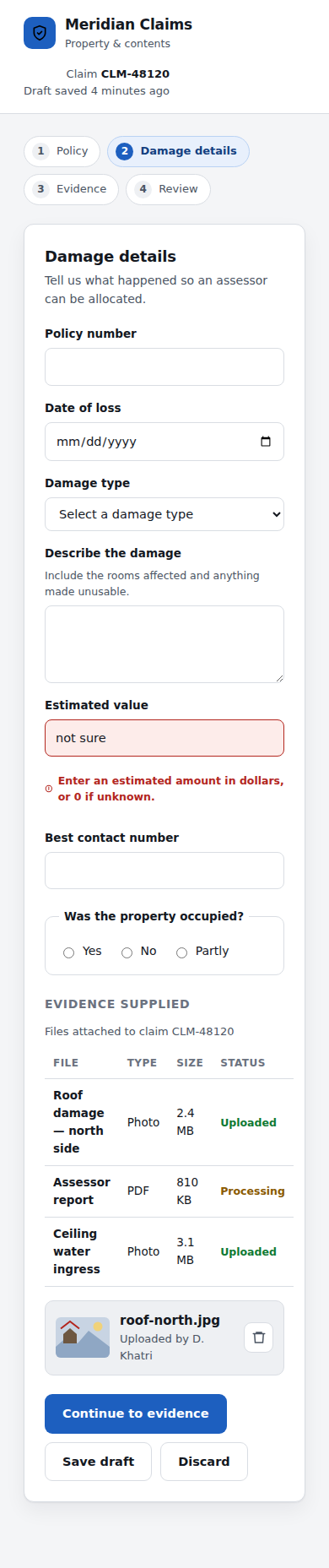 Remediated claim form with no violations
